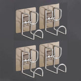 Set of stainless steel bathroom washbasin hooks by eprolo, multifunctional and punch-free for convenient bathroom organization.