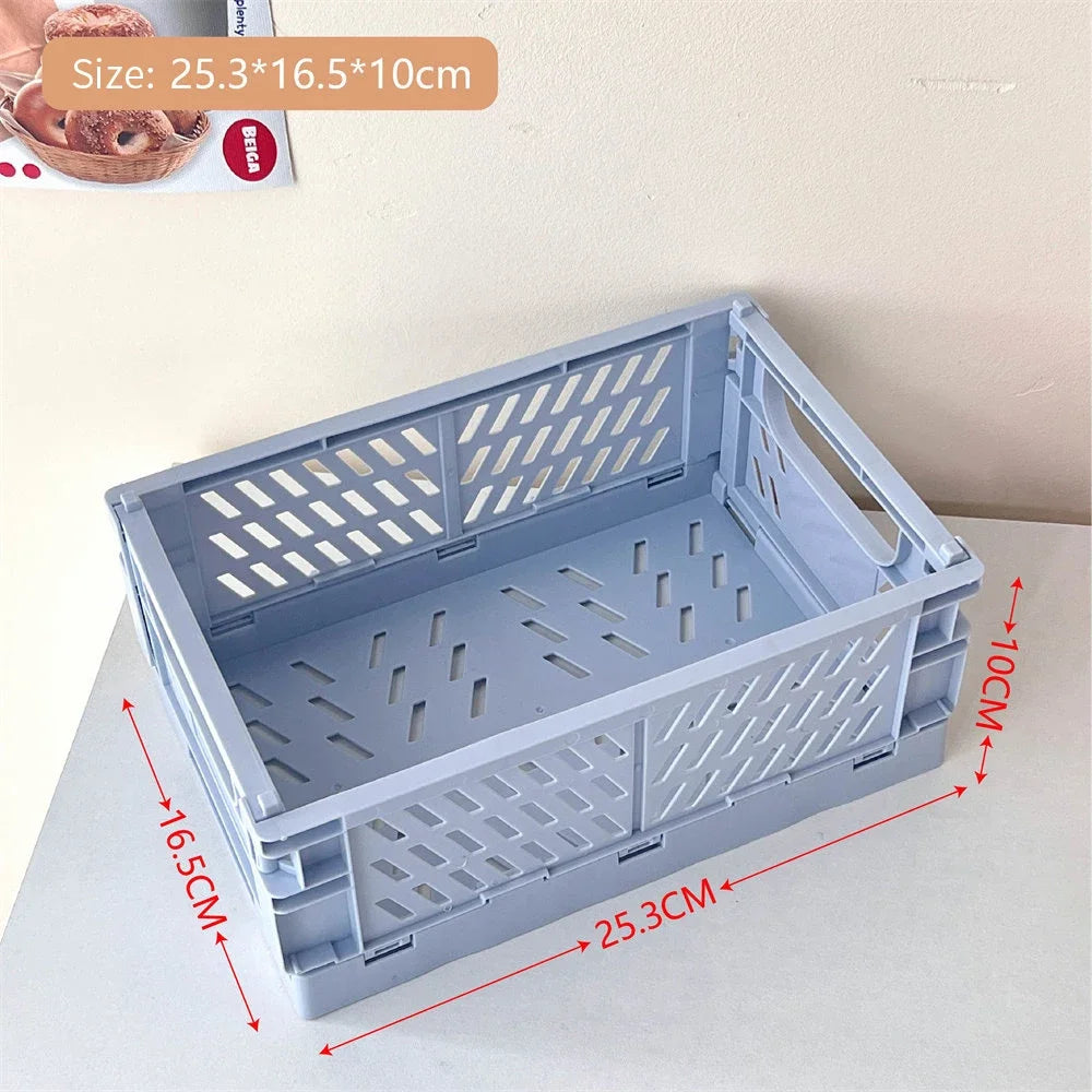 Foldable Storage Box with Handles Collapsible Crate Organization