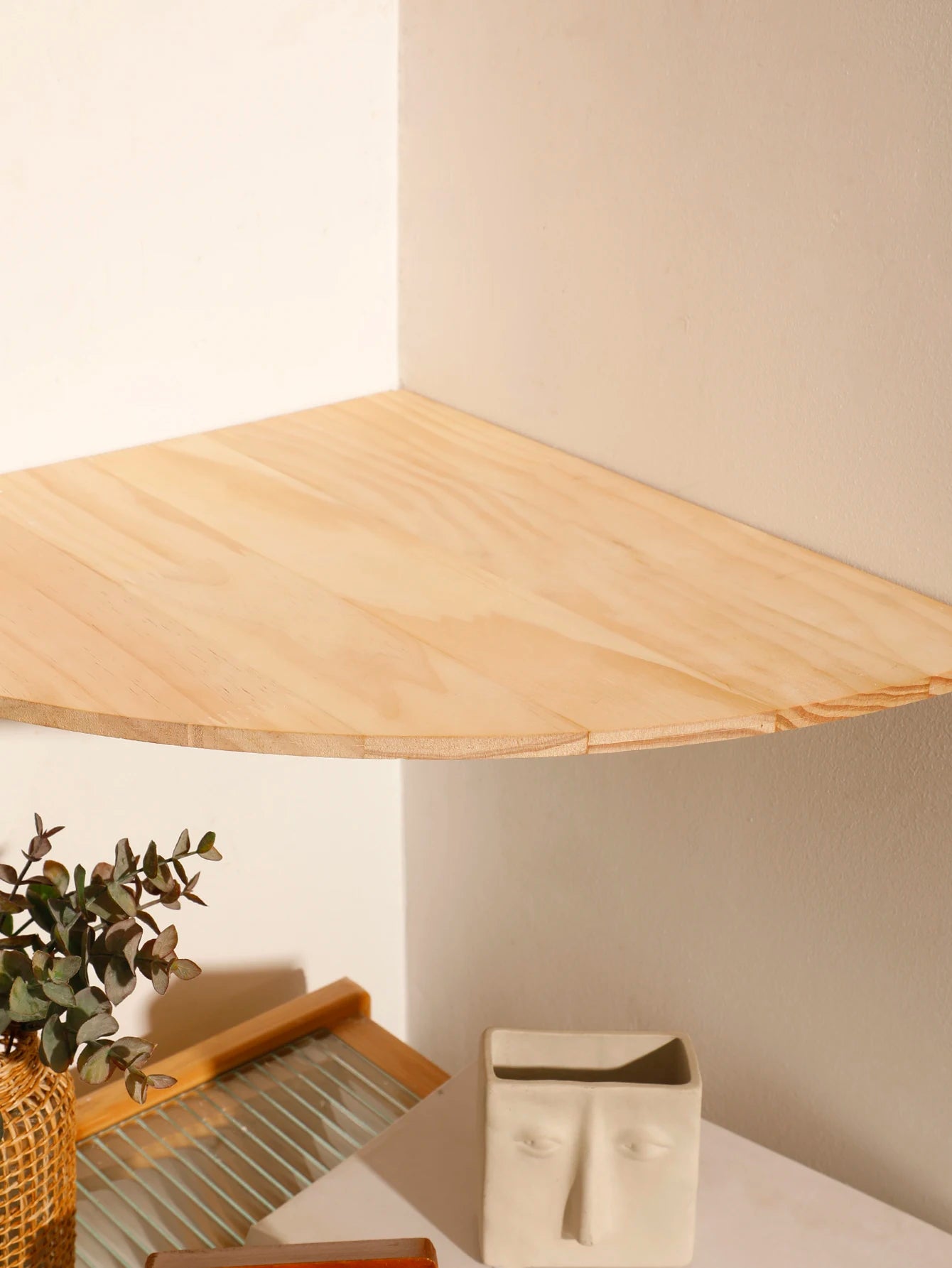 Wall Corner Shelves Wood Floating Wall Shelf Round End Corner Shelf