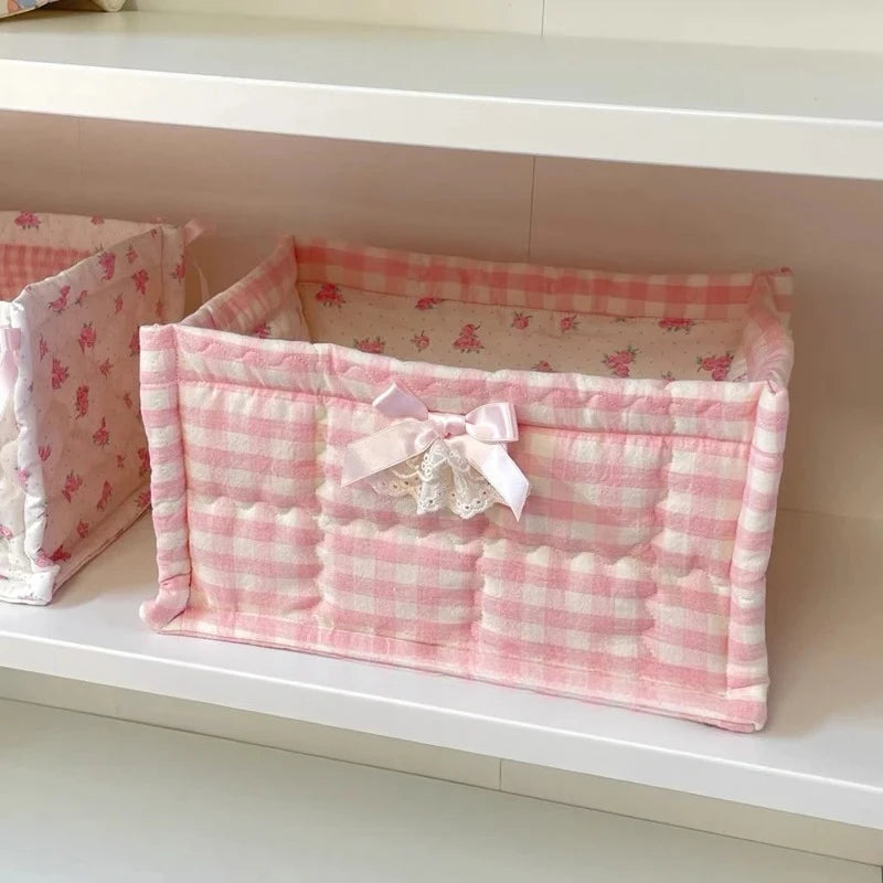 Square Storage Basket Flower Desktop Organizer Storage Basket