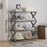 Foldable 4-tier shoe organizer by eprolo, space-saving standing shoe rack with multiple shelves for organized footwear storage.