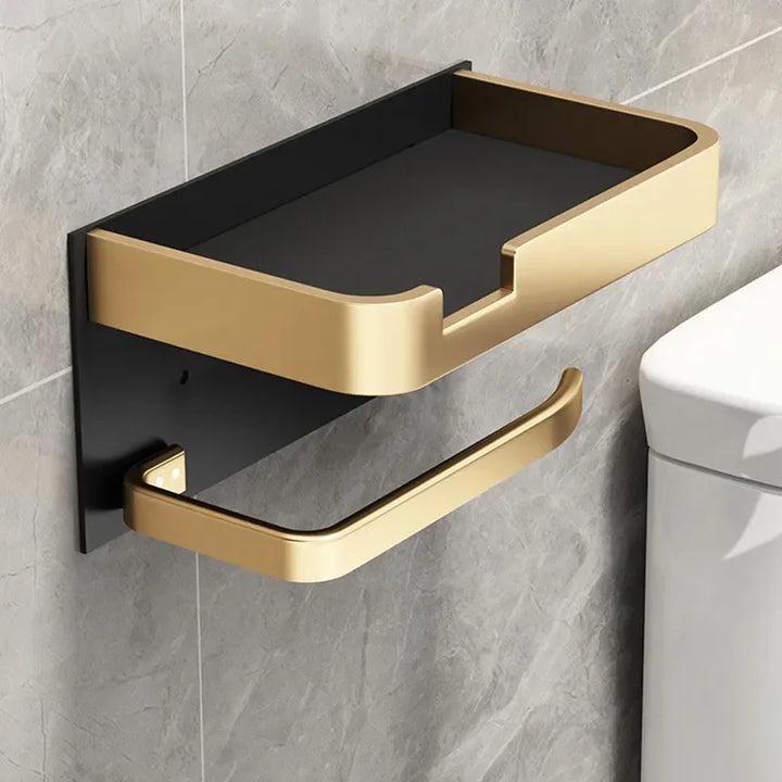 Black Gold Toilet Paper Holder Bathroom Wall Mount Multifunction