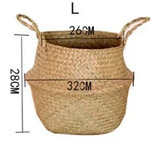 Seaweed Wicker Basket Rattan Hanging Flowerpot  Dirty Clothes Storage