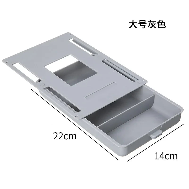Hidden Drawer Organizer No-Punch Under Desk Stationery Box Tray