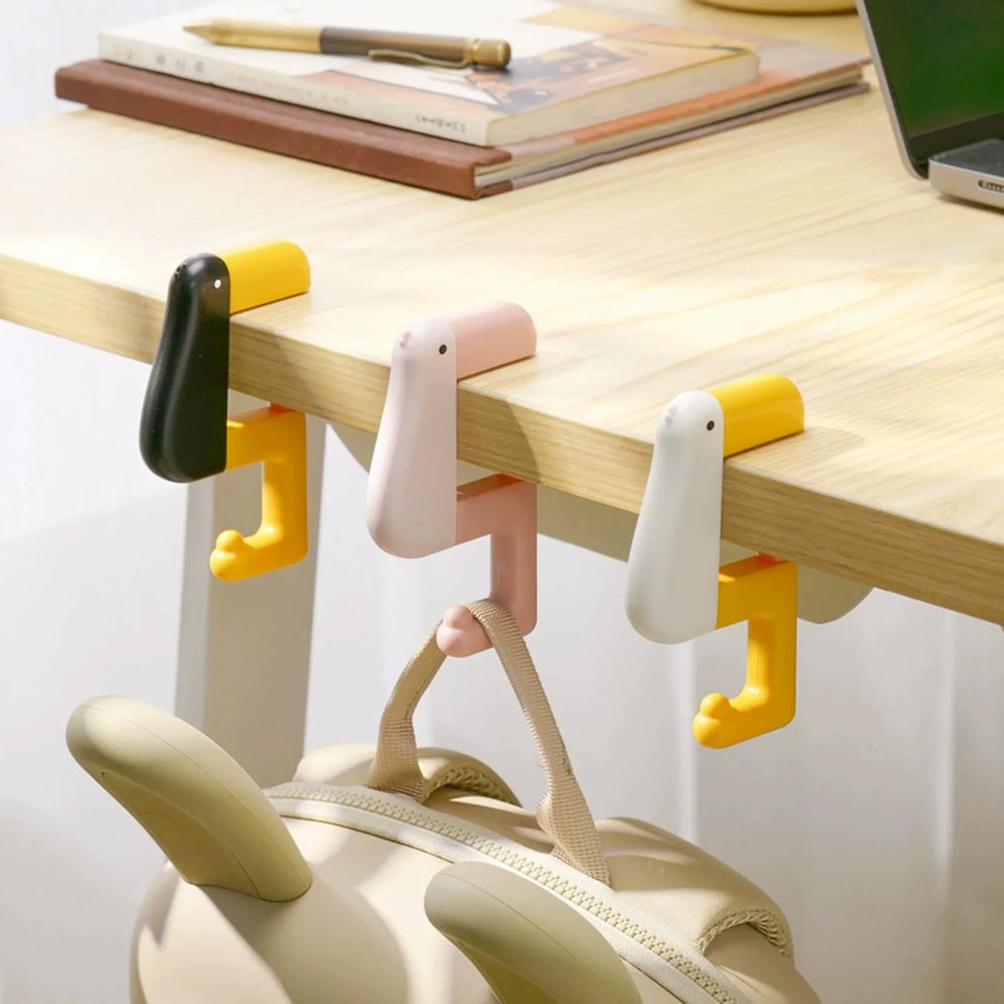 Desk Side Backpack Hook Cute Duck Shapes Bookbag Hook Multifunctional