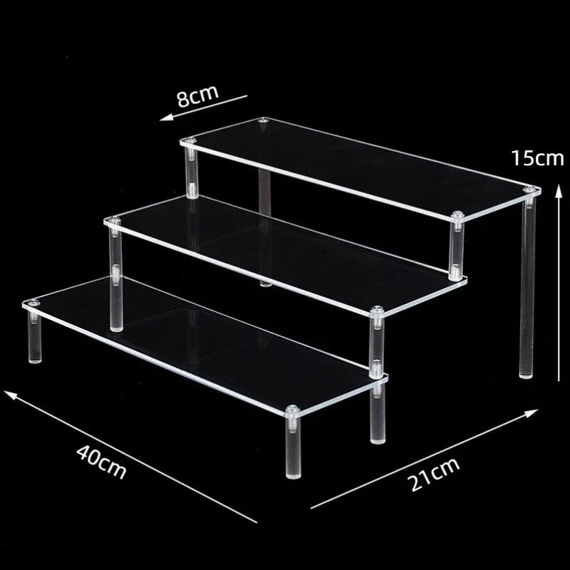 Black 1-5 Tier Acrylic Display Stand Clear Display Riser Rack for Cupcake