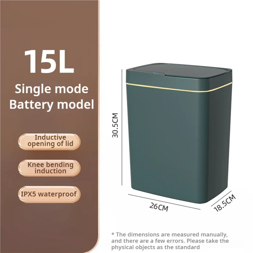 White Touchless 15L Smart Sensor Trash Can – Electronic Bathroom Garbage