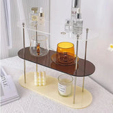 Eprolo Ins Style acrylic storage rack with desktop organizer and decorative shelf, clear modern design for home or office.