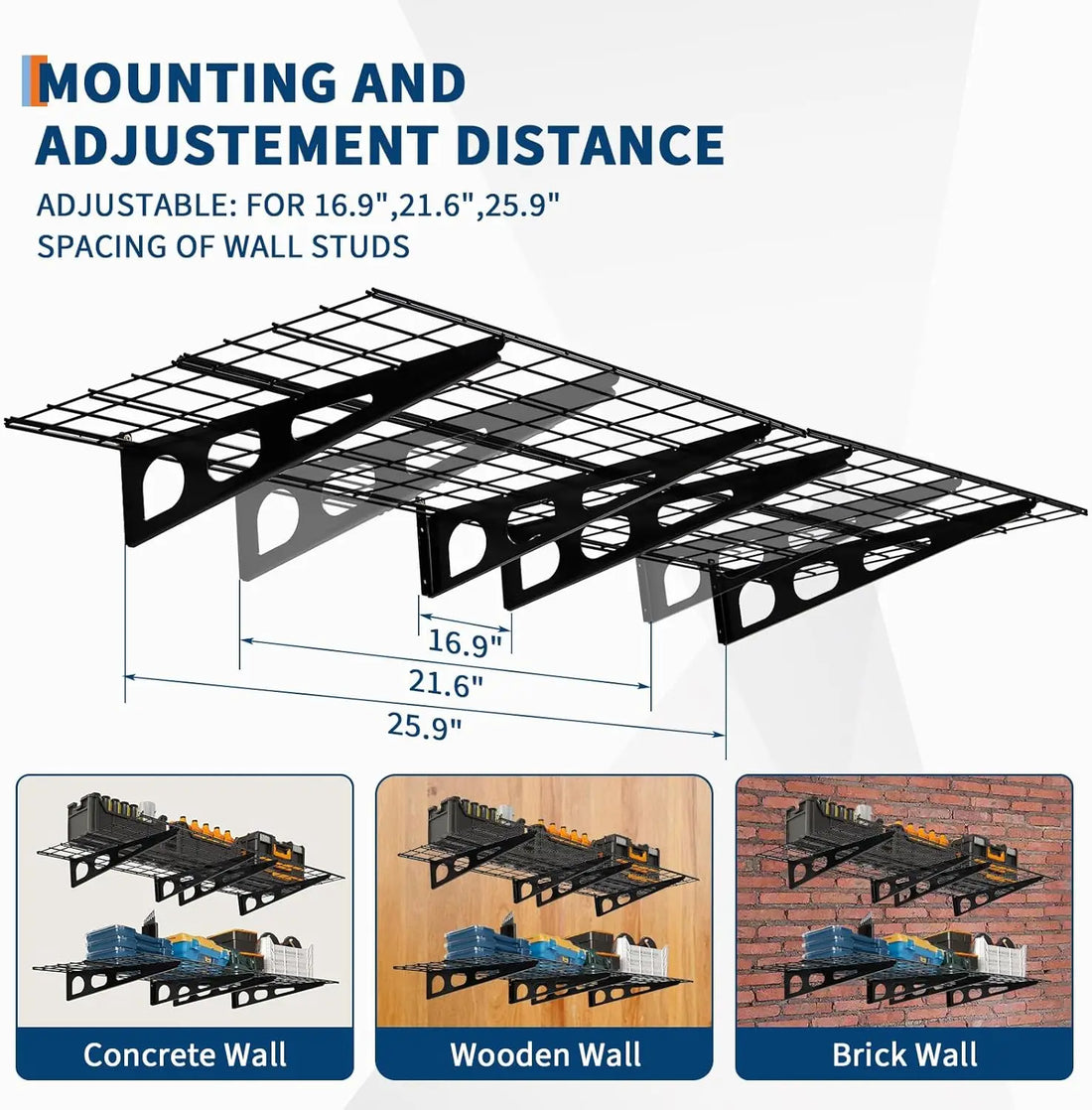 2 Pack 2x6Ft Garage Shelving Wall Mounted,  24"x72" Wall Shelf