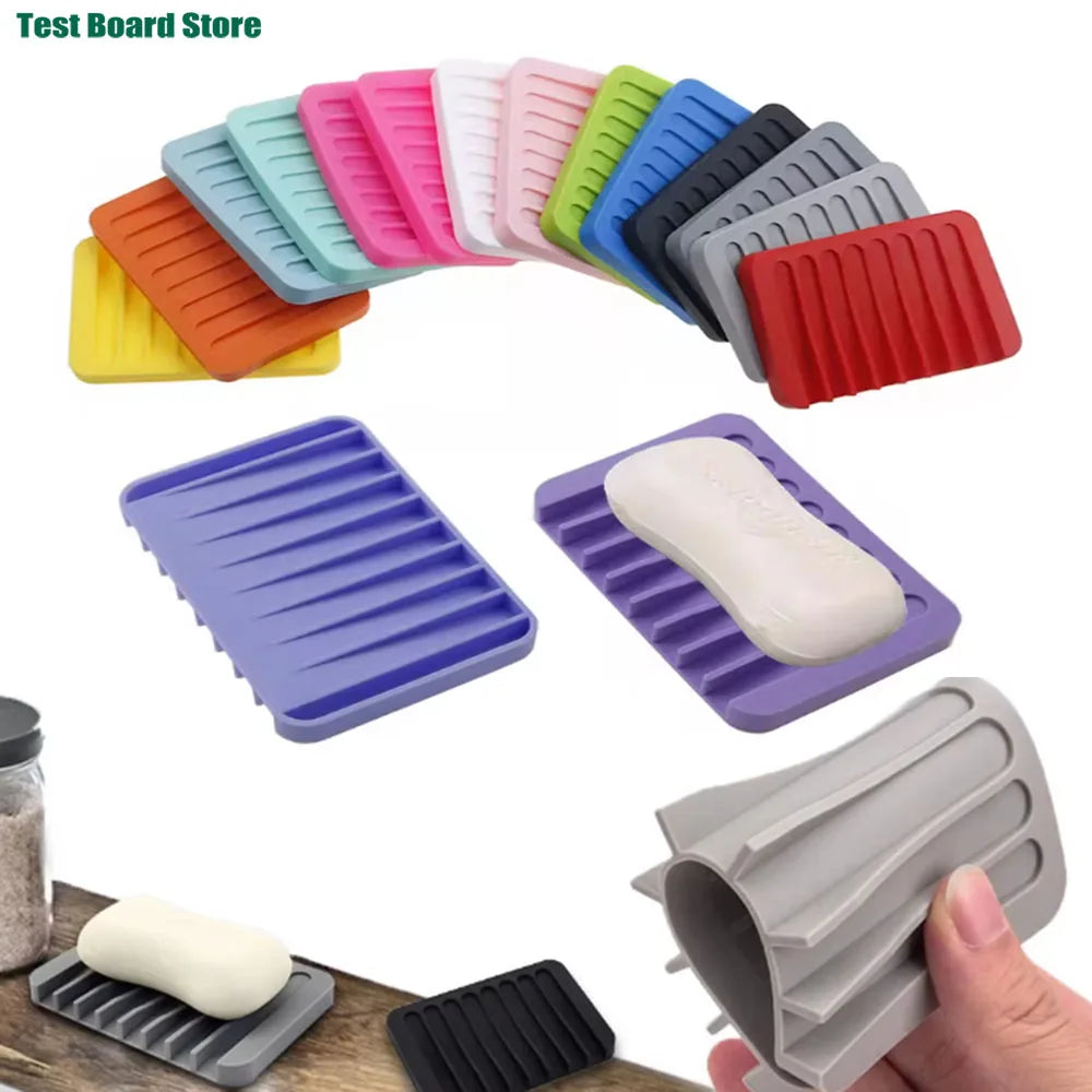 1PCS Free Punch Soap Box Silicone Draining Soap Holder