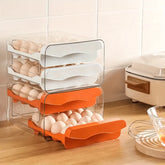 eprolo 2-layer plastic egg storage box for refrigerator, compact kitchen organizer for fresh eggs, with secure drawer design
