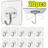 Set of five to fifty transparent stainless steel self-adhesive hooks from eprolo, ideal for hanging lightweight items.