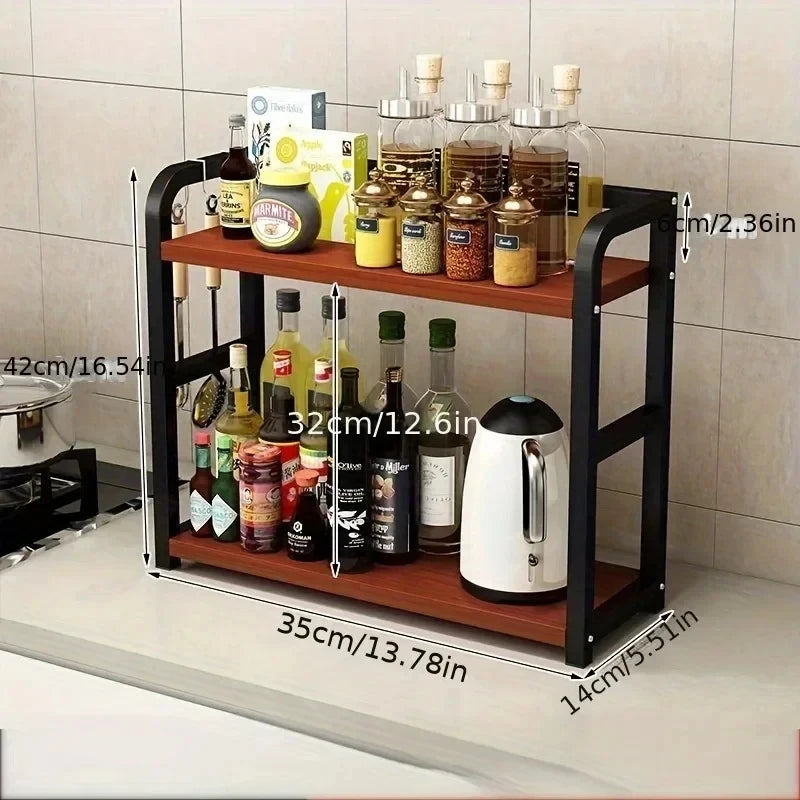 Rustproof Metal Countertop Shelf Space Saving Kitchen Organizer