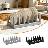 Plastic multifunctional pot lid and dish rack by eprolo, featuring a kitchen organizer and storage holder for drying and stacking cookware.