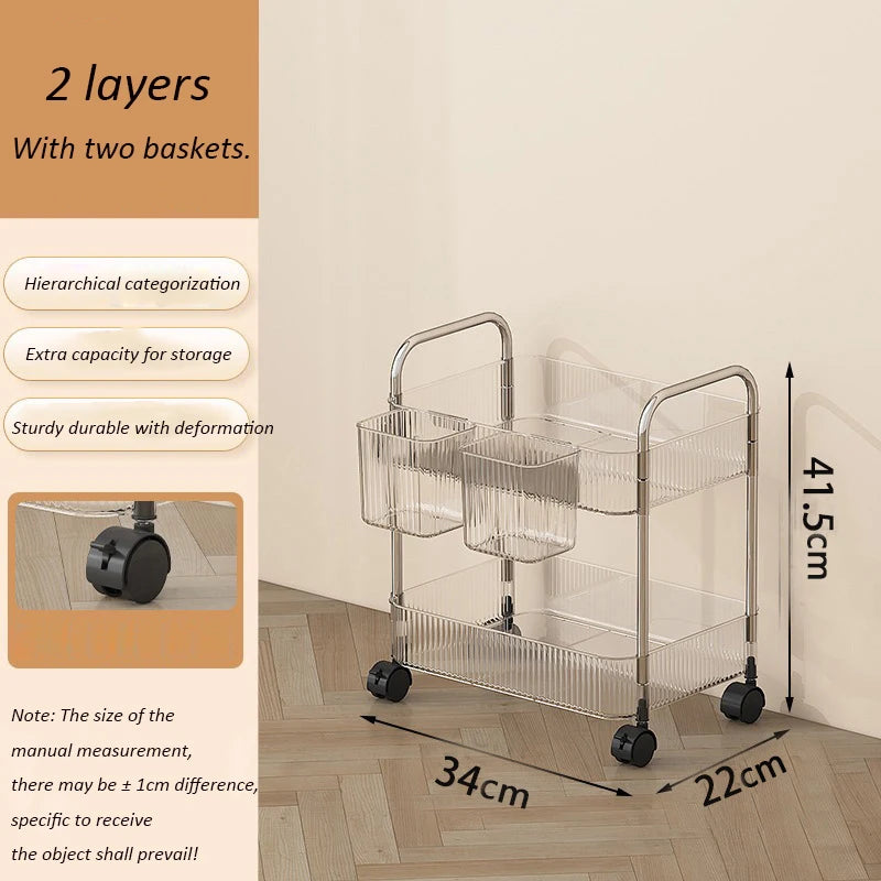 UNTIOR Transparent acrylic trolley cosmetics bedroom living room shelf