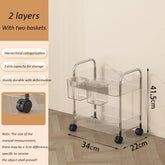 Eprolo UNTIOR transparent acrylic trolley for cosmetics and bedroom storage, featuring multiple shelves and a sleek design.