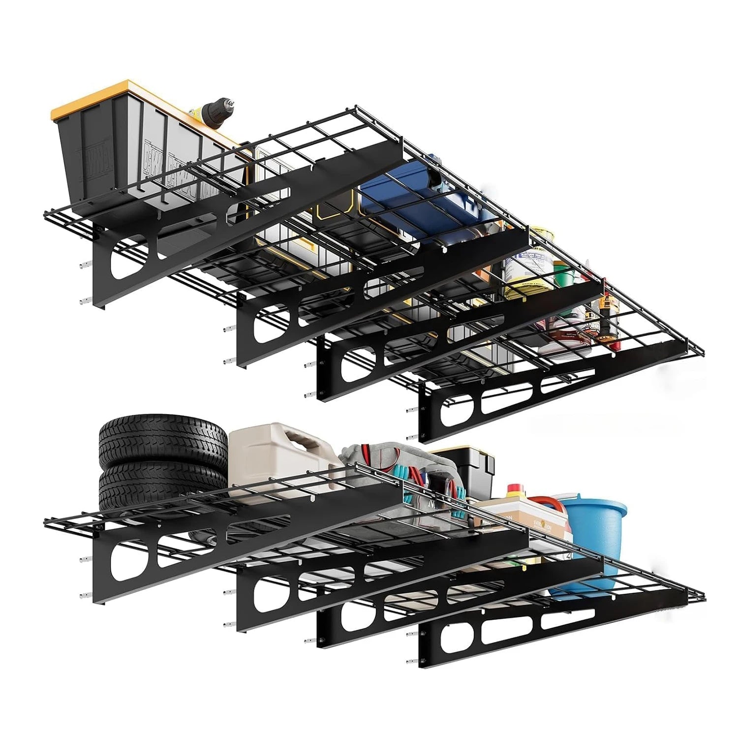 2 Pack 2x6Ft Garage Shelving Wall Mounted,  24"x72" Wall Shelf