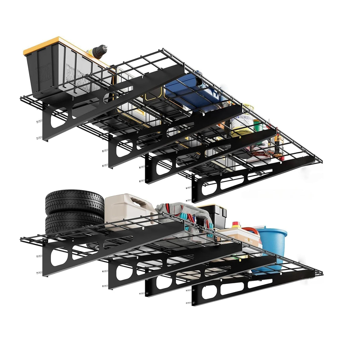 2 Pack 2x6Ft Garage Shelving Wall Mounted,  24"x72" Wall Shelf