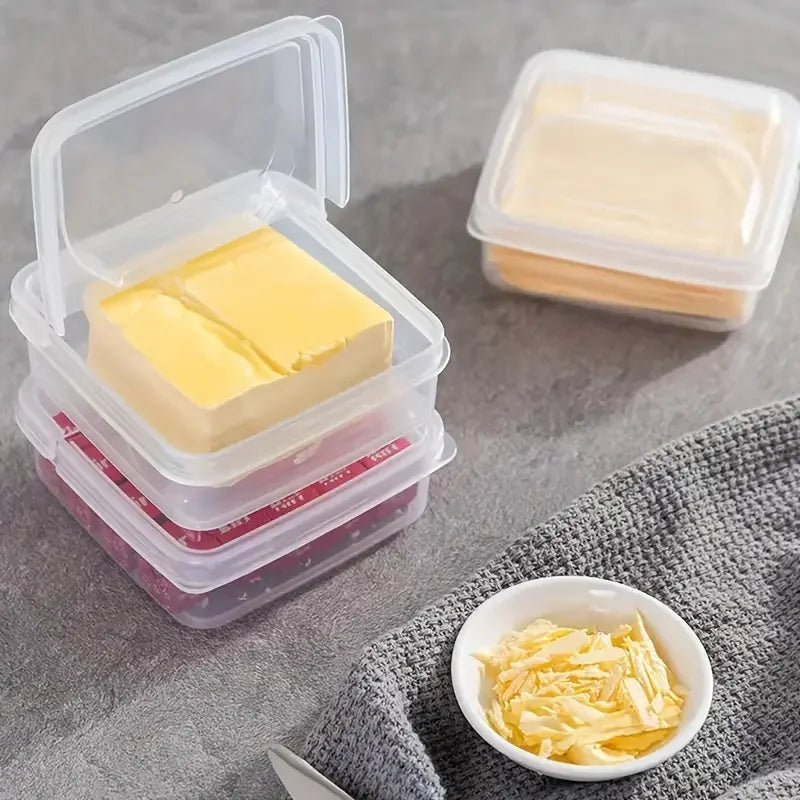 2pcs Butter Cheese Storage Box Transparent Cheese Box Refrigerator Storage Box