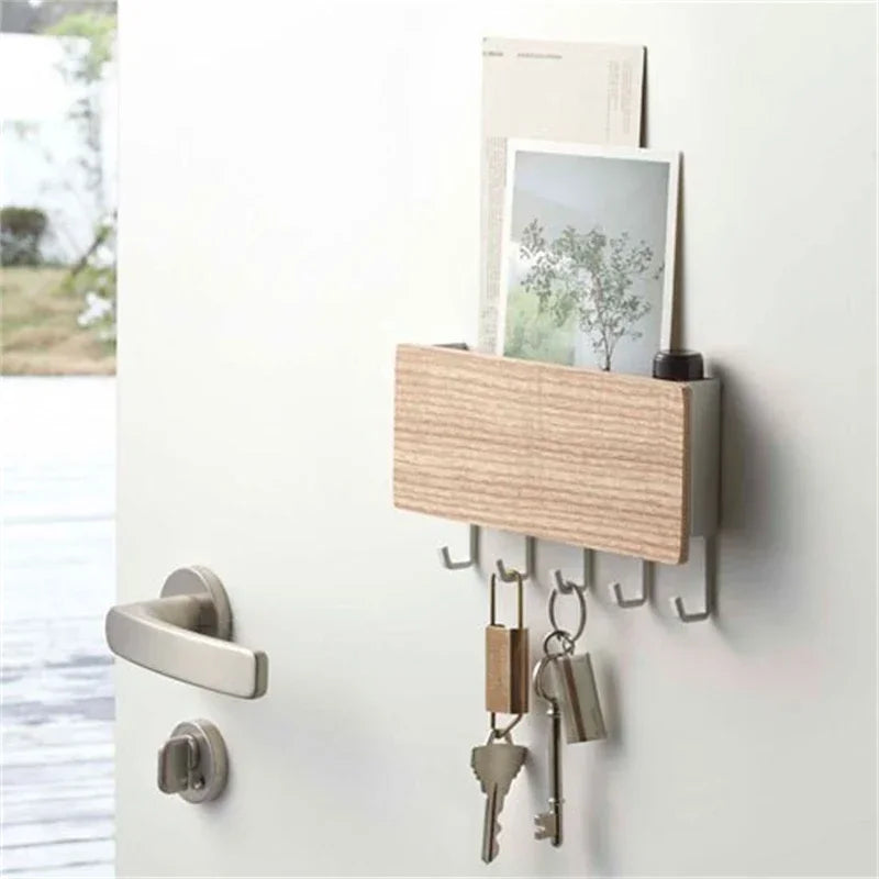 Wall Hanging Bamboo Key Hanger Holder Wall Organizer Rectangle Key Rack