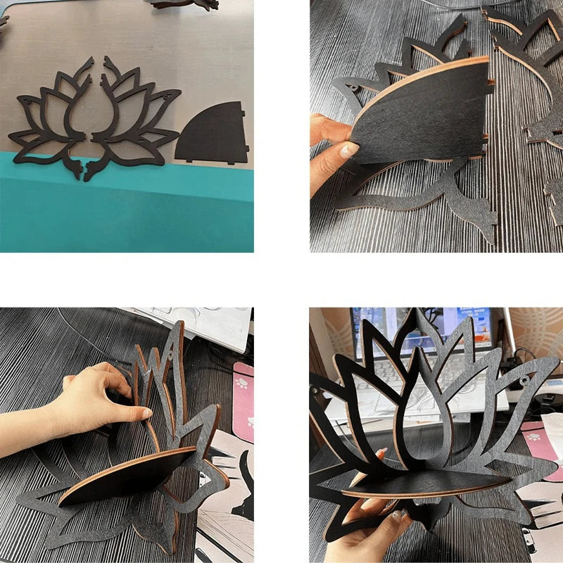 Wooden Lotus Hollow Decorative Rack Aromatherapy Organi
