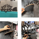 Wooden Lotus Hollow Decorative Rack for Aromatherapy by eprolo, featuring intricate lotus design and multiple storage compartments.