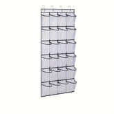 eprolo over-the-door shoe organizer with multiple pockets for hanging shoe storage in a closet or bedroom.