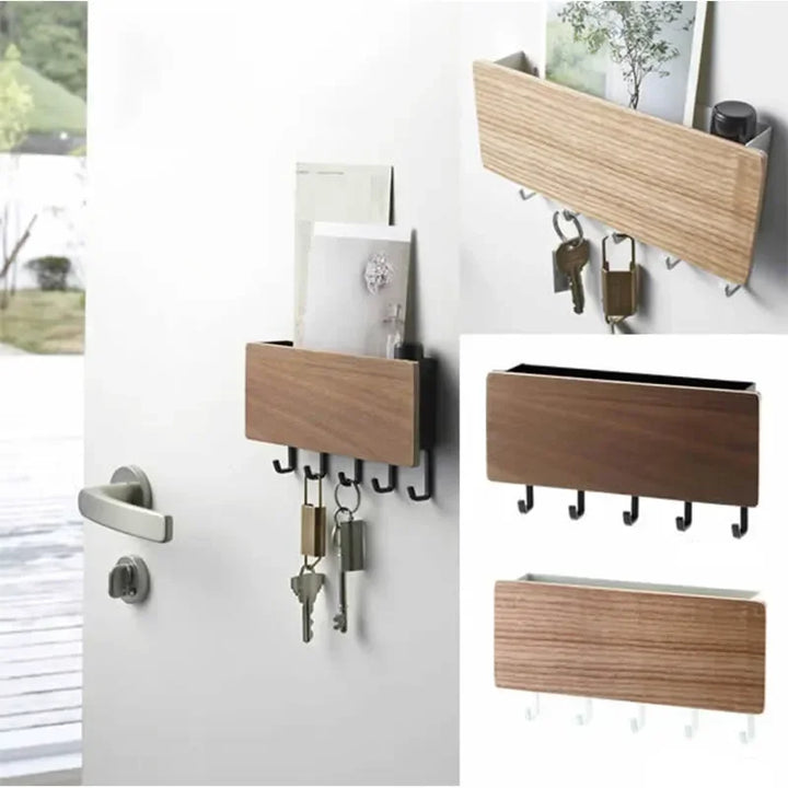 Wall Hanging Bamboo Key Hanger Holder Wall Organizer Rectangle Key Rack