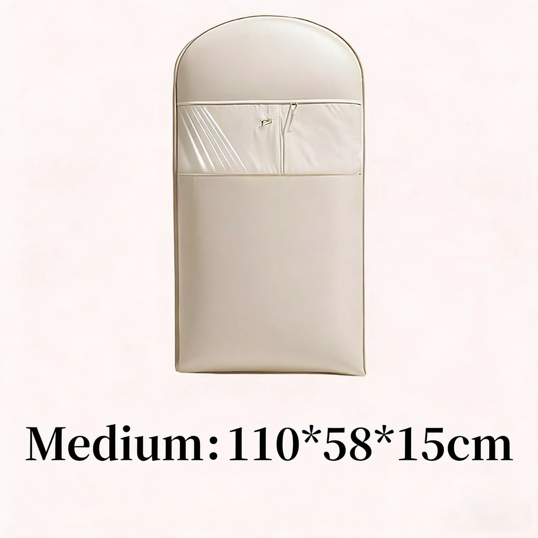 Beige Compression Hanging Bag, Durable Zipper for Winter Clothes