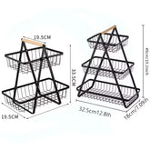 Eprolo 2-3 tiers countertop fruit basket with iron art design, portable kitchen organizer for fresh fruit and produce.