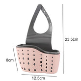 eprolo home storage drain basket for kitchen sink, adjustable soap and sponge holder with built-in shelf for organization