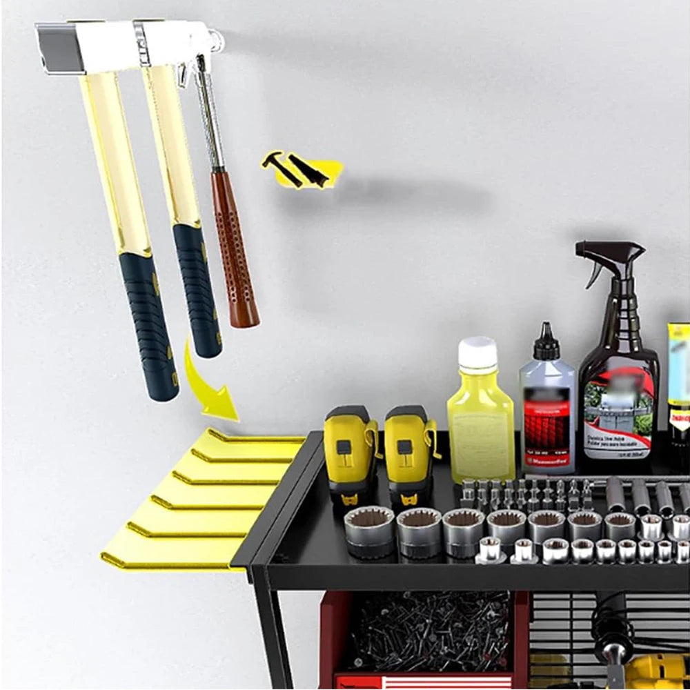 Power Tool Organizer 4 Layer Wall Mounted Storage Rack With Hooks