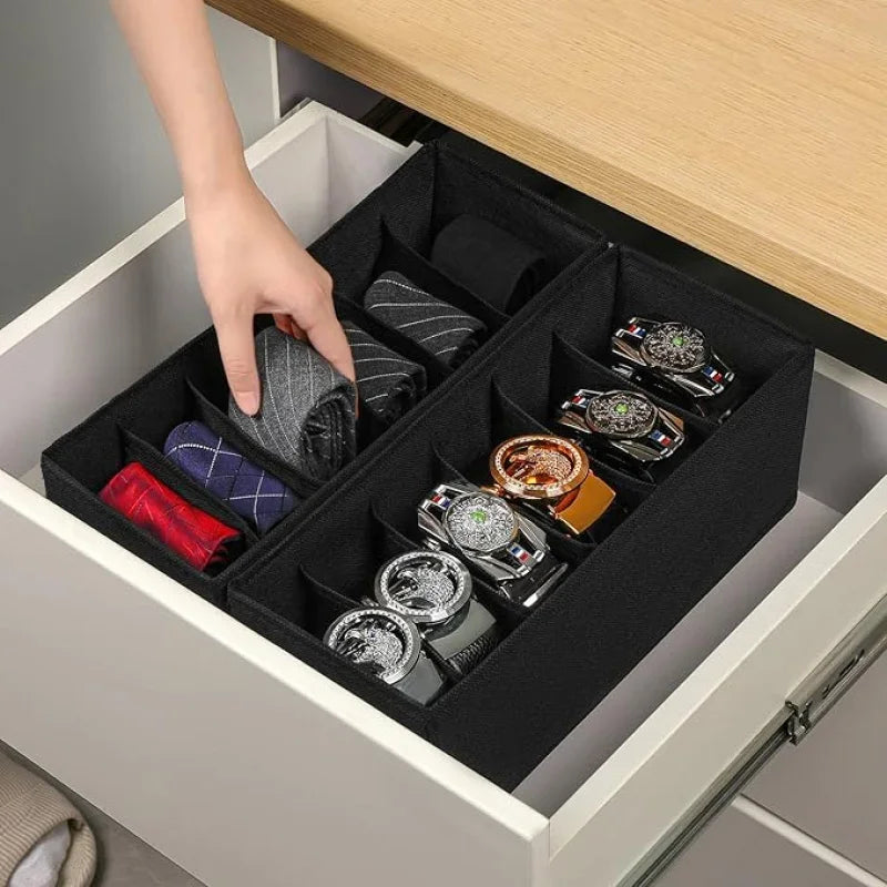 3-Pack Black Fabric, Closet Organization Drawer Storage Holder