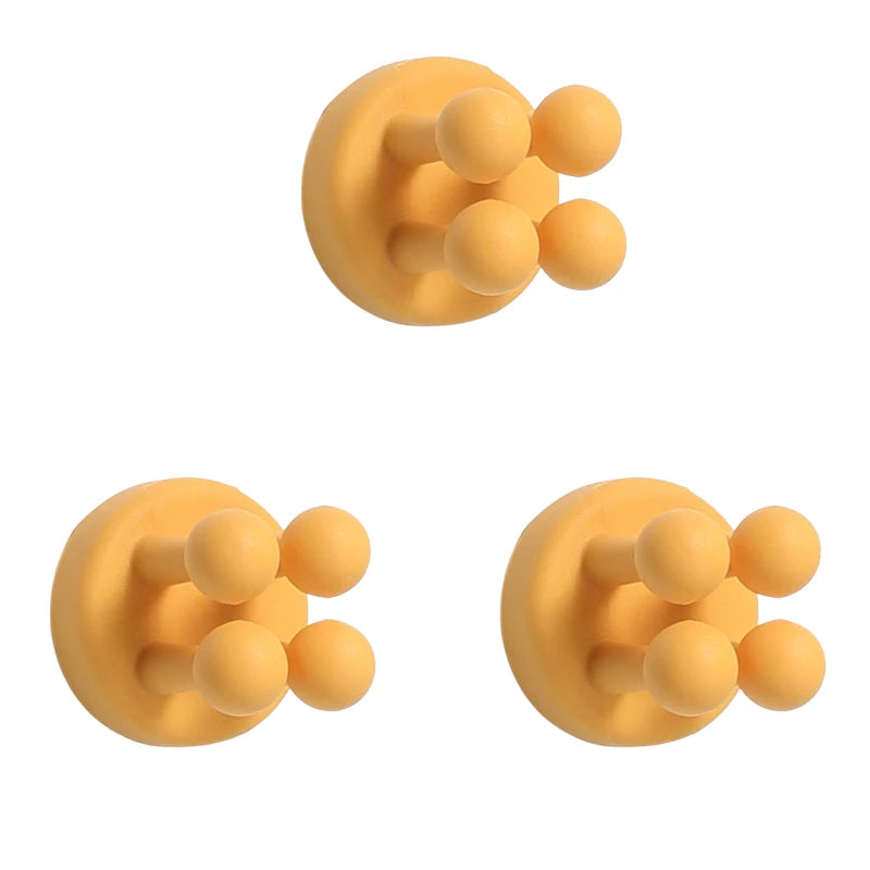 3pcs Adhesive Silicone Toothbrush Holders Wall Mounted Hanging Organization