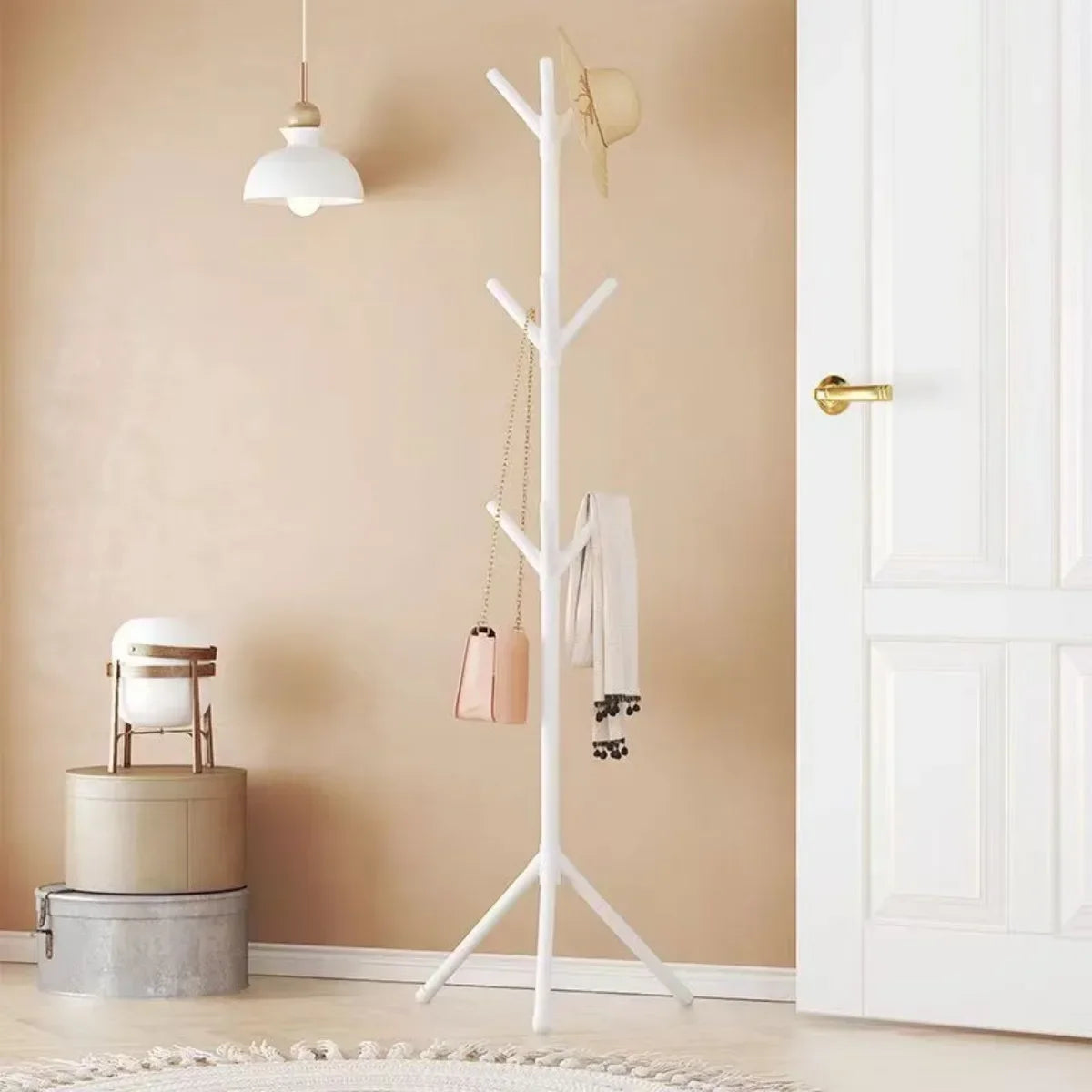 Vertical Bedroom Clothes And Hats Rack - Floor to Floor Coat Hook Tree