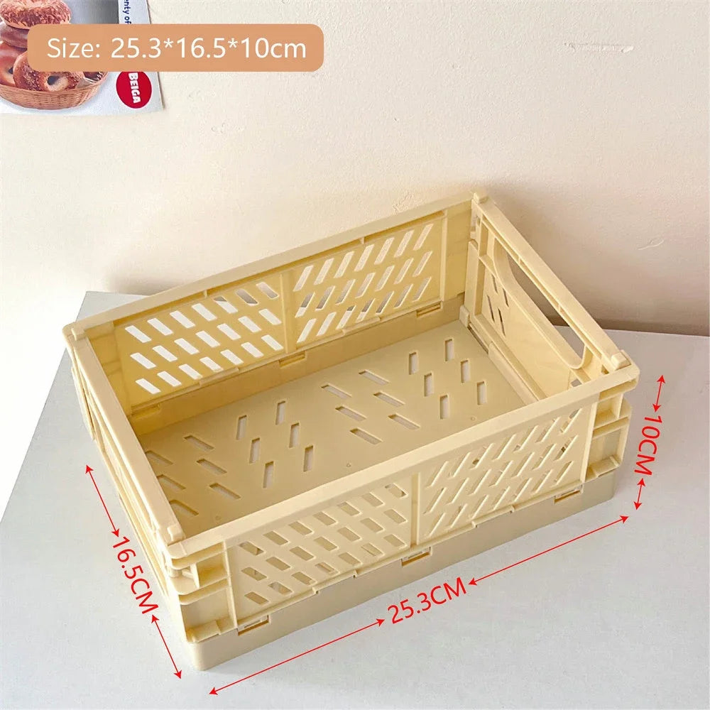 Foldable Storage Box with Handles Collapsible Crate Organization