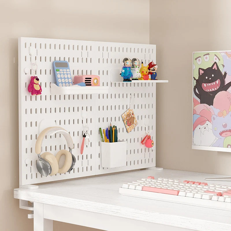 Pegboard combination desktop storage kit, vertical and clip-type pegboard