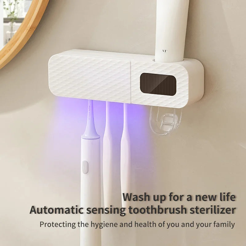 smart toothbrush rack wall mounted 3-slot toothbrush intelligent drying rack