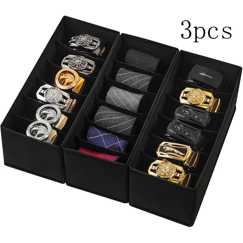 3-Pack Black Fabric, Closet Organization Drawer Storage Holder