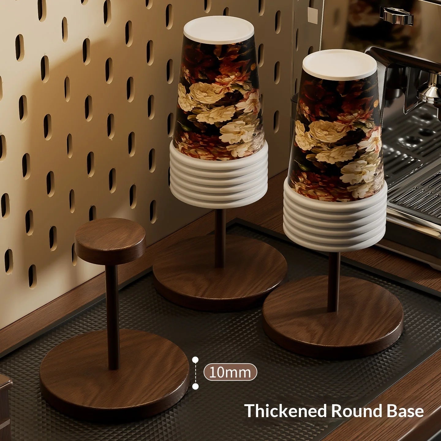 Wooden Cup Dispenser Holder For Paper Coffee Tea Kitchen Countertop Organizer