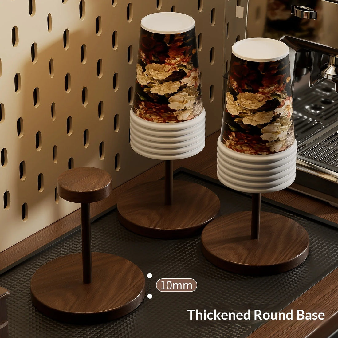 Wooden Cup Dispenser Holder For Paper Coffee Tea Kitchen Countertop Organizer