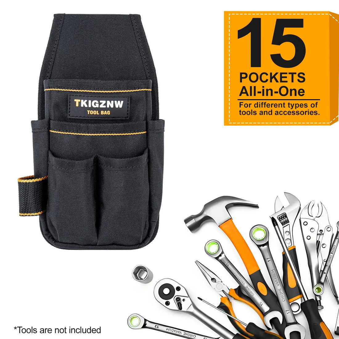 TKIGZNW Pocket Tool Pouch，6-Pouches and 9 Screwdriver Loops Construction
