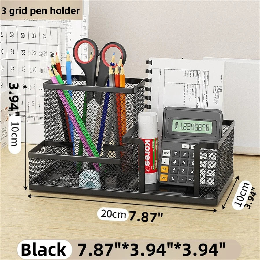 Desk Stationery Organizer Creative Metal Pen Holder Pencil File Storage