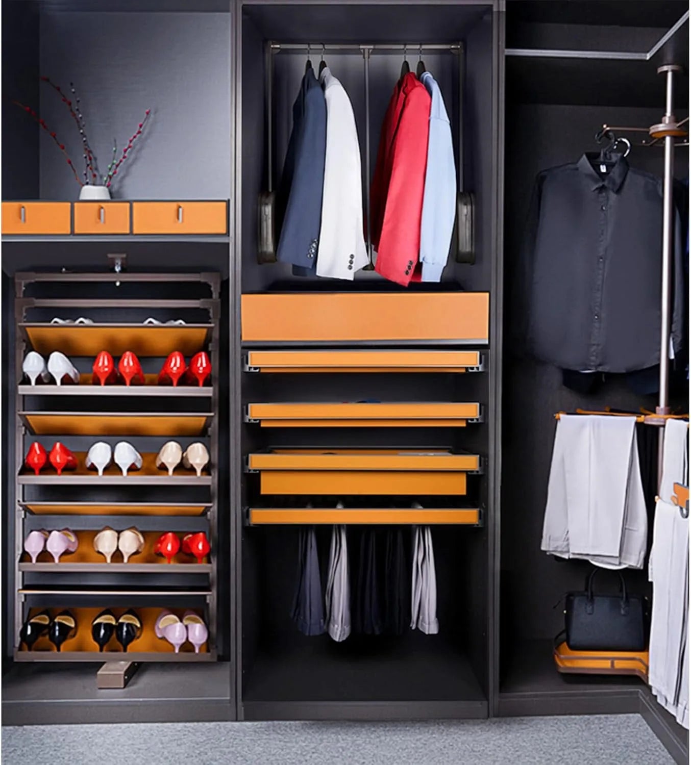 Wardrobe Pull Down Hanger Adjustable Lift Rod Storage Space Saving Closet