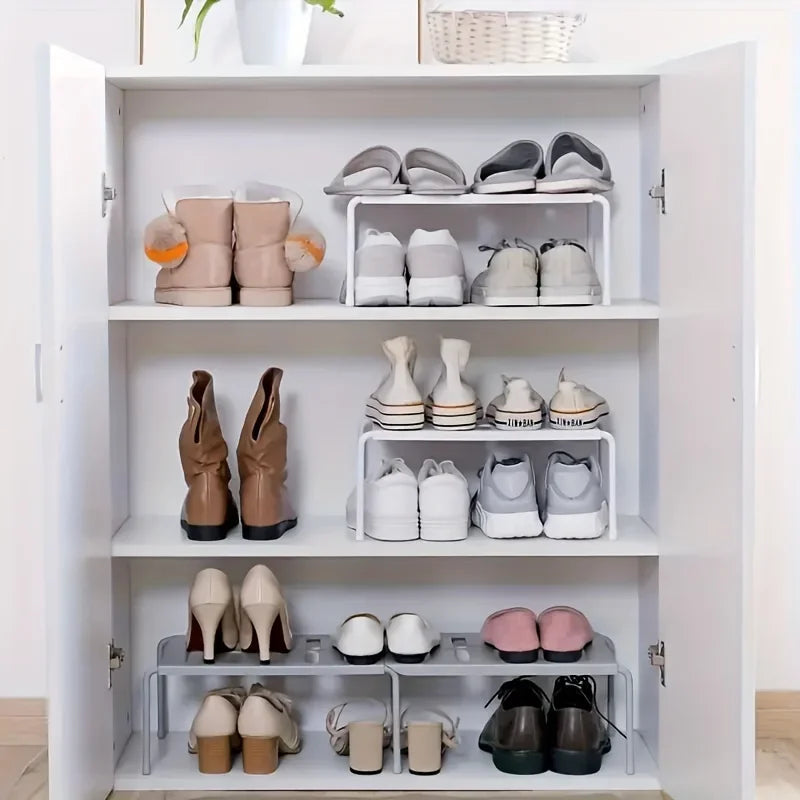 Adjustable Plastic Shoe Rack Multi-Tier Storage Organizer Space Saving