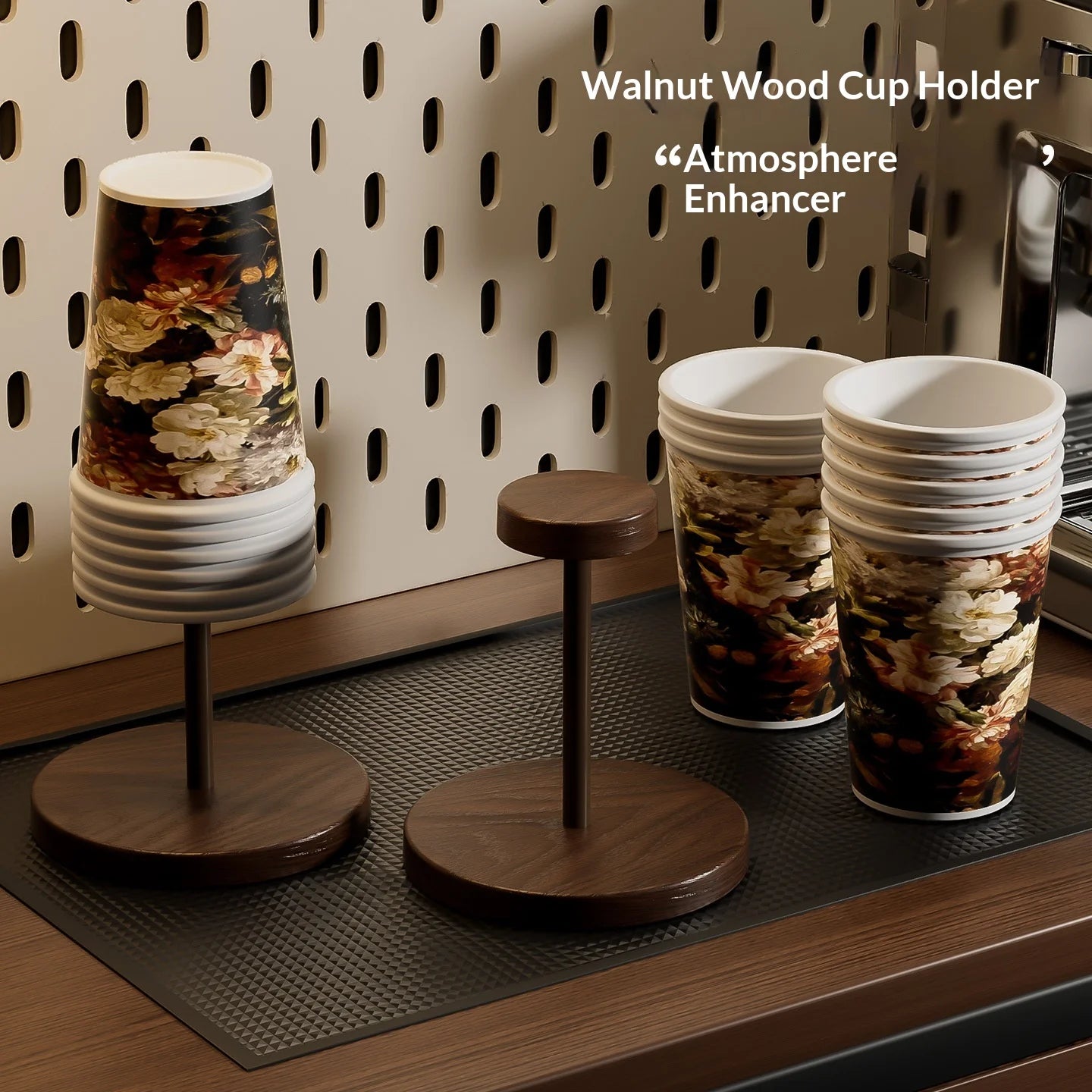 Wooden Cup Dispenser Holder For Paper Coffee Tea Kitchen Countertop Organizer