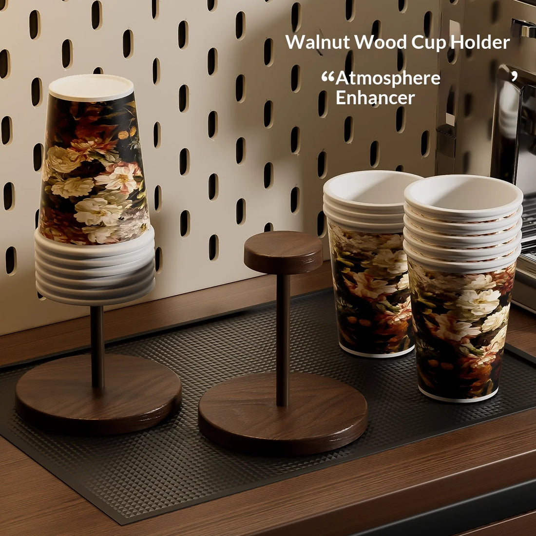 Wooden Cup Dispenser Holder For Paper Coffee Tea Kitchen Countertop Organizer