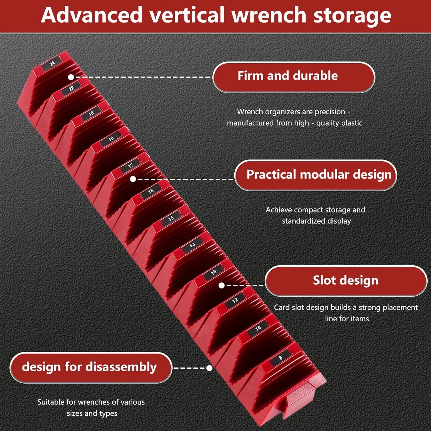 Wrench Organizer Modular System – 12 PCS Magnetic Wrench Organizer