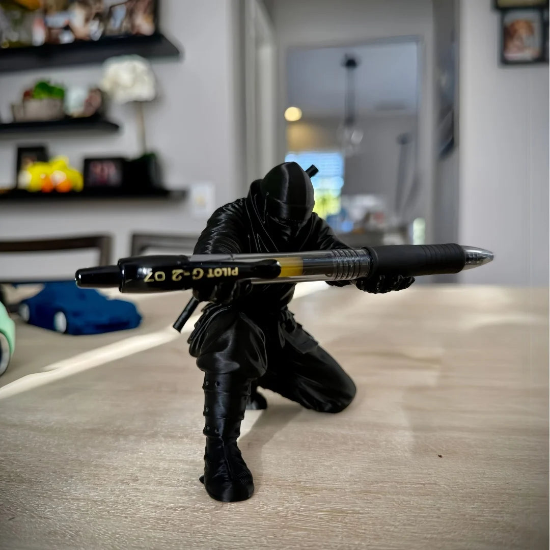 Black Warrior Pen Holder - Resin Desktop Organizer, Stationery Holder (1 Piece)