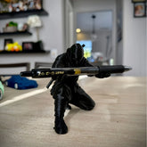 Black Warrior resin pen holder, desktop organizer for stationery, featuring a detailed warrior design, perfect for office or workspace.
